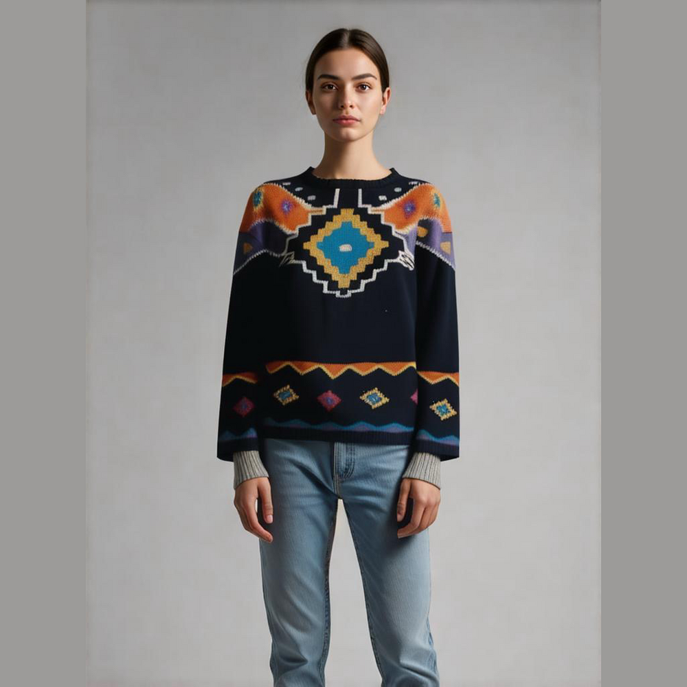Vintage Breckenridge Multicolor Sweater with Shoulder Pads Large